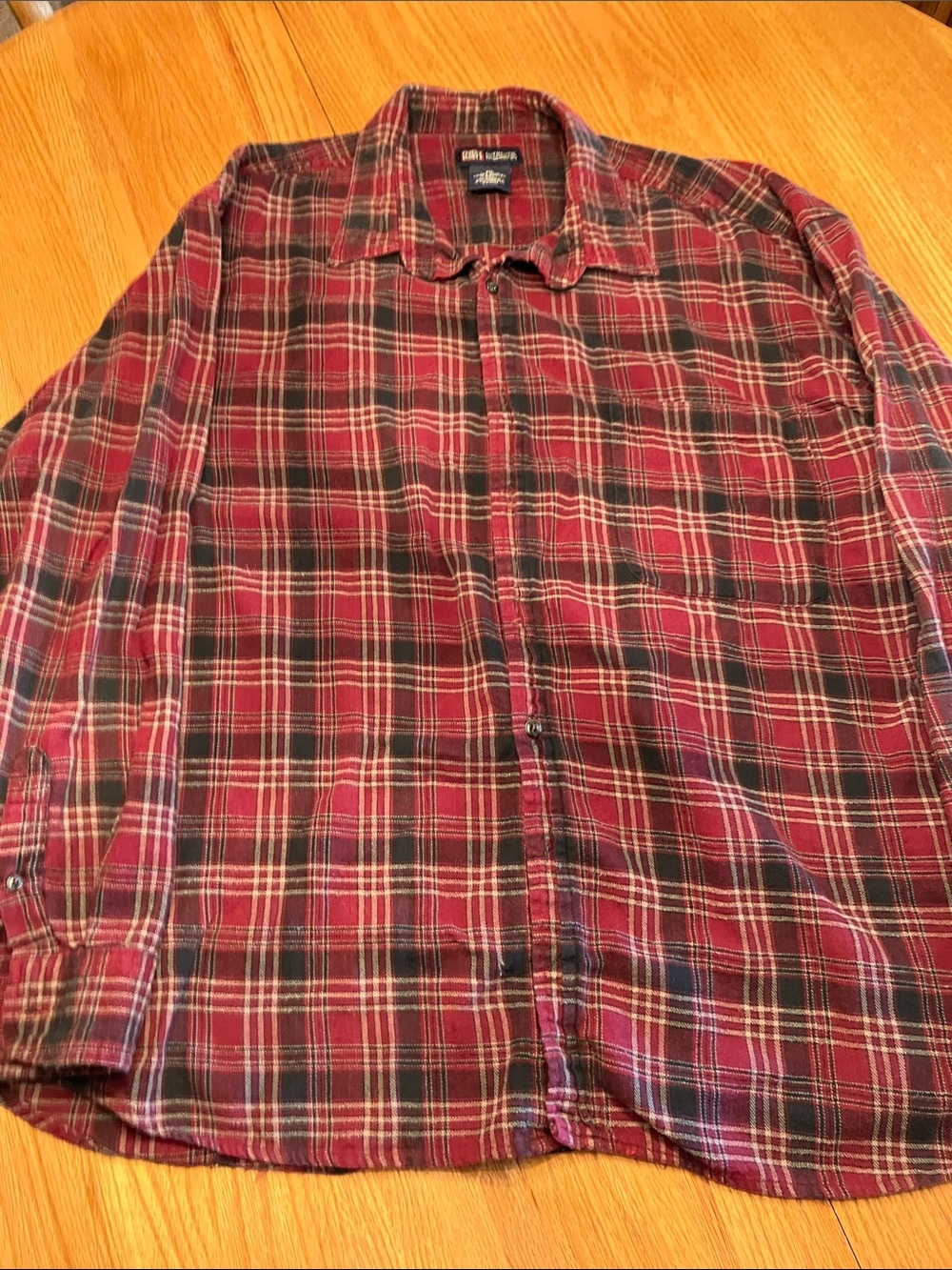 Faded Glory Red and Black Plaid Button-Down Shirt